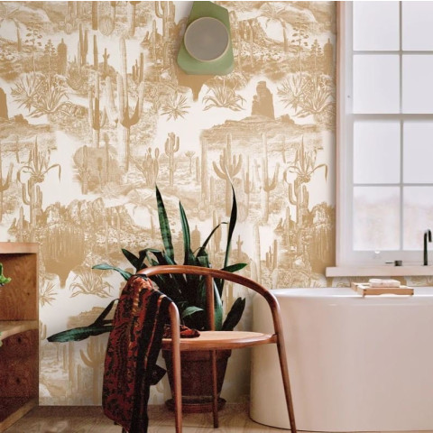 Papier peint paysage de cactus beige - CACTUS BEIGE++