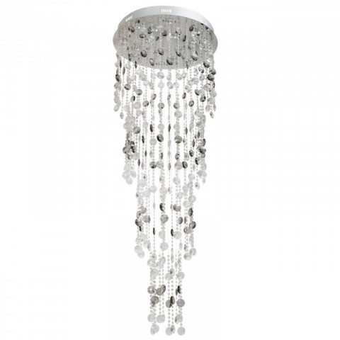 Plafonnier argenté crystal 16 ampoules 180 cm