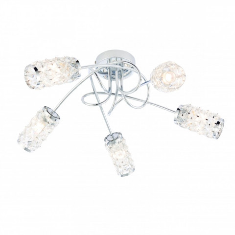 Plafonnier colby, chrome et verre, 5 ampoules