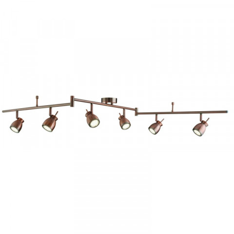 Plafonnier jupiter, cuivre antique, 6 spots led