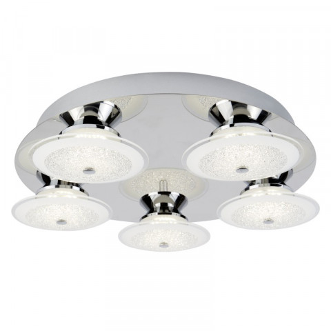Plafonnier kara, chrome et verre, 5 ampoules