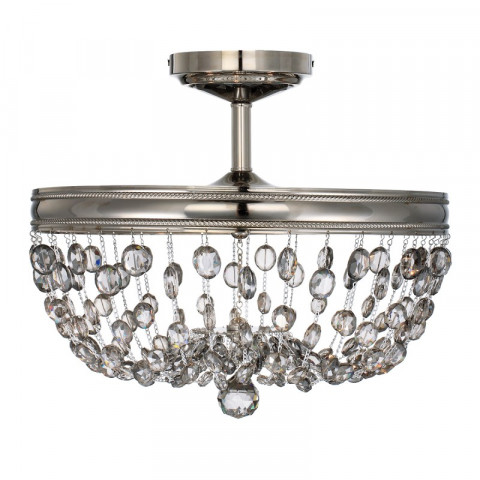 Plafonnier malia, nickel poli et cristal, 3 ampoules