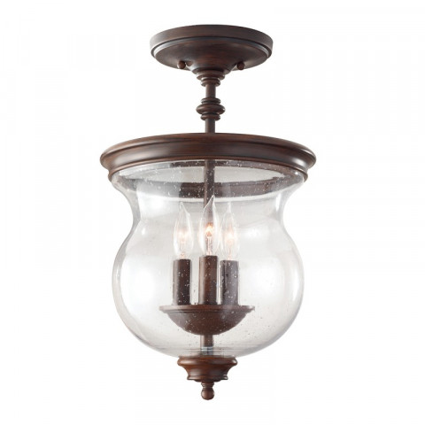 Plafonnier pickering lane, bronze et verre, 3 ampoules