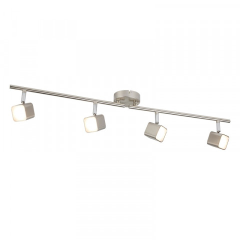 Plafonnier quad, argent satiné, 4 ampoules