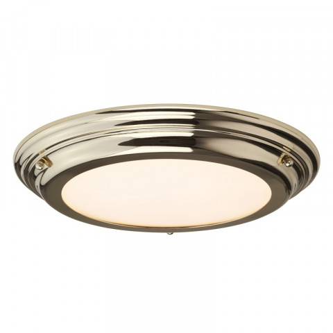 Plafonnier welland, laiton poli, verre opale, module led, ip44