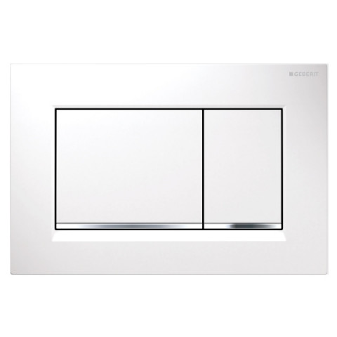 Plaque de commande Sigma 30 double touche blanc / chromé brillant Geberit
