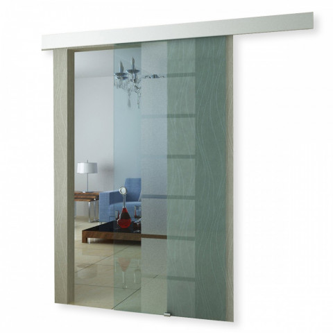 Porte coulissante en verre transparent