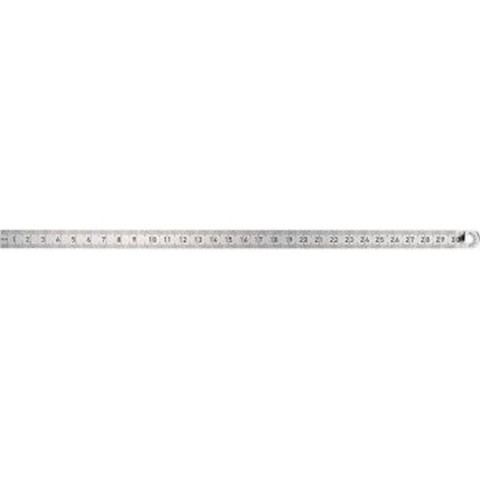 Règle graduée en acier, Long. : 250 mm, Larg. : 13 mm, Epaisseur 0,5 mm, Graduation du bord supérieur : 1/2 mm, Graduation du bord inférieur : 1/1 mm