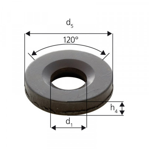 Rondelle à rotule concave forme G, Pour vis : M12, Ø d'alésage d1 14,2 mm, Ø extérieur d5 35 mm, Hauteur h4 : 5 mm, Rayon (r) : 17 mm