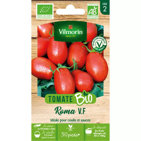 Sachet de graines tomate allongée roma vf bio