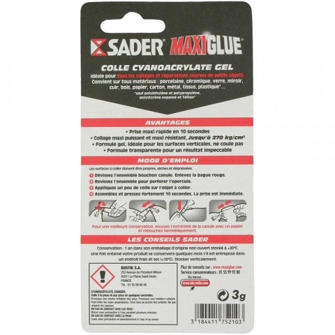 Sader - maxiglue colle instantanée tous usages