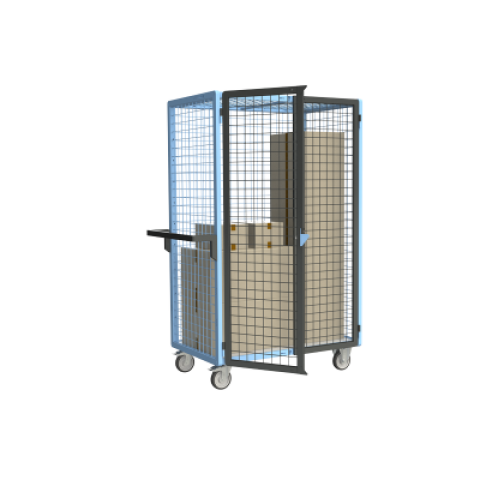 Servante grillagée 4 côtés verrouillable plateau bois 1000 x 600 mm 250 kg - 880725123