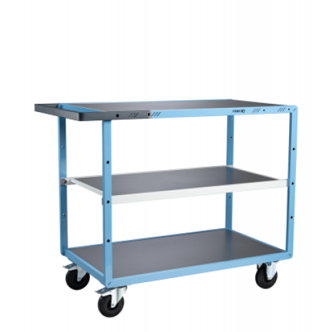 Servante mécano-soudée EVERSTEEL™ 3 plateaux tôle galva 1000 x 600 mm roues CC 250 kg - 880702312