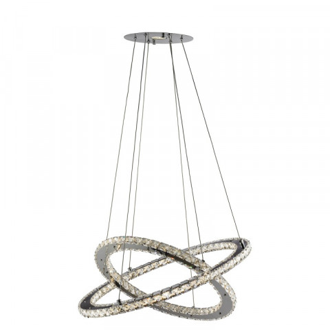 Suspension 28w clover, en chrome et cristal