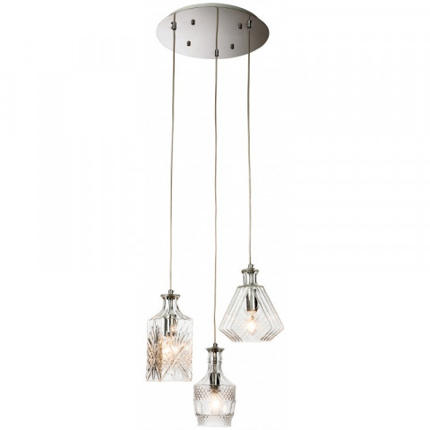 Suspension 3 ampoules decanter, chrome et verre