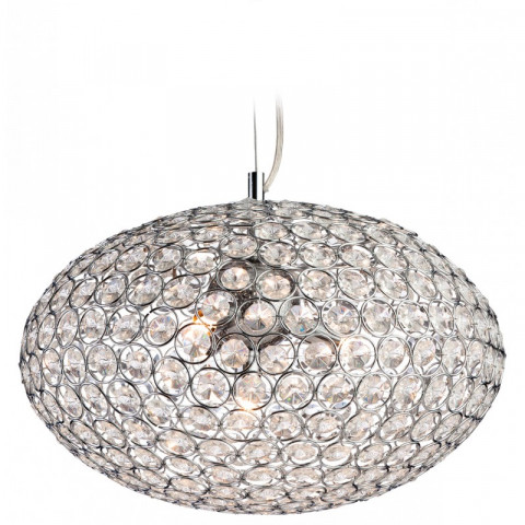 Suspension 4 ampoules oval, chrome et cristal