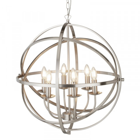 Suspension 6 ampoules orbit, en argent satiné