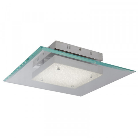 Suspension carrée lexi, chrome et verre