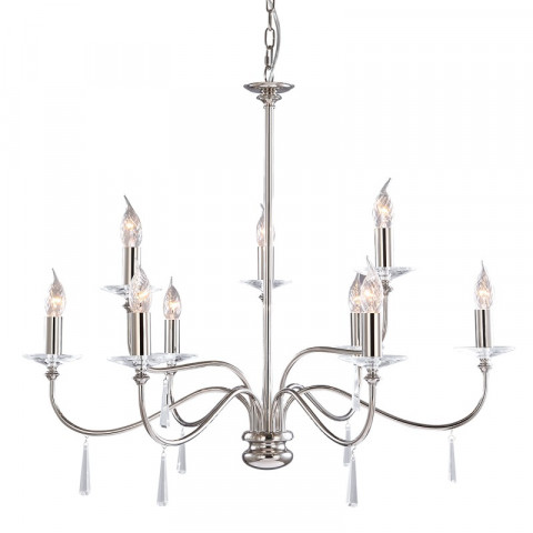 Suspension finsbury park, nickel poli, 9 ampoules, sans abat-jour