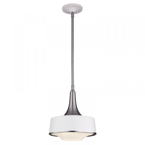 Suspension holloway, acier brossé et verre opale, blanc, 1 ampoule