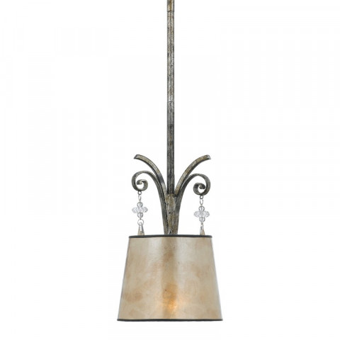 Suspension kendra, argent tacheté et abat-jour perle, 1 ampoule