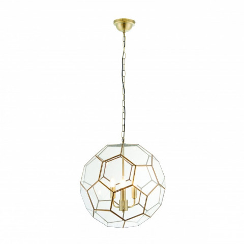 Suspension miele, laiton antique et verre
