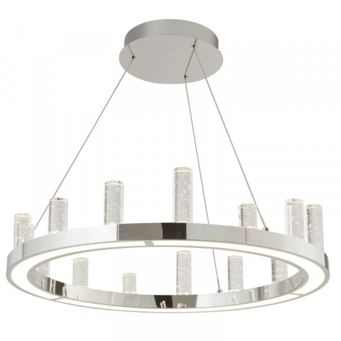 Suspension modern, chrome et acrylique, rond