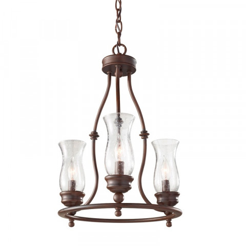 Suspension pickering lane, bronze et verre, 3 ampoules