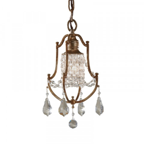 Suspension valentina, bronze oxydé, décors en cristal