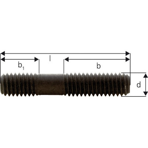 Tige filetée, Matériaux : traité pour classe de résistance 10.9, Ø de filetage x Long. d x l M10 x 125 mm, Long. filetage b 75 mm