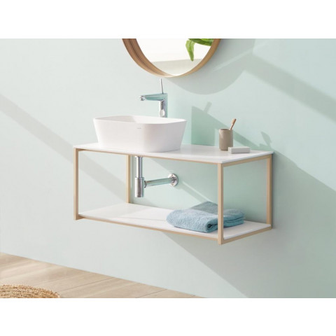 meuble suspendu uno metal pour vasque a poser beige 100 x 45 cm distriartisan