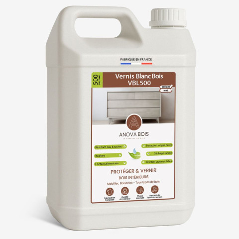 Vernis Blanc Bois VBL500 - Mat ou Brillant AnovaBois - Conditionnement au choix