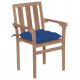 Chaises de jardin bois de teck avec coussins - Couleur des coussins et nombre de chaises au choix Bleu