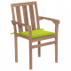 Chaises de jardin bois de teck avec coussins - Couleur des coussins et nombre de chaises au choix Vert Vif
