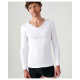 Tee-shirt DAMART Col V - Manches longues - Blanc - T.L - 12302 