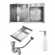 Evier en inox 2 bac & distributeur de savon - 78 x 43 cm 