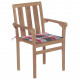 Chaises de jardin bois de teck avec coussins - Couleur des coussins et nombre de chaises au choix Carreaux-rouge