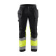 Pantalon artisan haute-visibilité stretch à poches flottantes et genoux préformés 15581811 - Couleur et taille au choix Noir-Jaune fluo