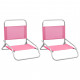 Chaises de plage pliables en tissu 2 pièces - Couleur au choix Rose