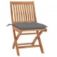 Chaises pliables de jardin avec coussins teck solide - Couleur des coussins et nombre de chaises au choix Gris