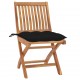 Chaises pliables de jardin avec coussins teck solide - Couleur des coussins et nombre de chaises au choix Noir