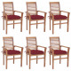 Chaises à dîner avec coussins anthracite teck solide - Couleur des coussins et nombre de chaises au choix Bordeaux