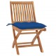 Chaises pliables de jardin avec coussins teck solide - Couleur des coussins et nombre de chaises au choix Bleu