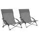 Chaises de plage pliables 2 pcs tissu - Couleur au choix Gris