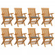 Chaises de jardin avec coussins 8 pcs bois de teck massif - Couleur des coussins au choix Gris