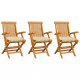 Chaises de jardin avec coussins 3 pcs bois de teck - Couleur des coussins au choix Blanc crème