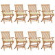 Chaises de jardin avec coussins anthracite 8 pcs teck massif - Couleur des coussins au choix Blanc crème