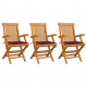 Chaises de jardin avec coussins 3 pcs bois de teck - Couleur des coussins au choix Rouge-bordeaux