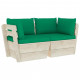 Canapé palette à 2 places de jardin avec coussins bois d'épicéa - Couleur au choix Vert-foncé