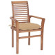 Chaises à dîner avec coussins anthracite teck solide - Couleur des coussins et nombre de chaises au choix Beige